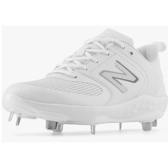 New Balance Women's Fresh Foam Velo V3 Softball Shoe, White/Rain Cloud, 12 - Picture 1 of 10